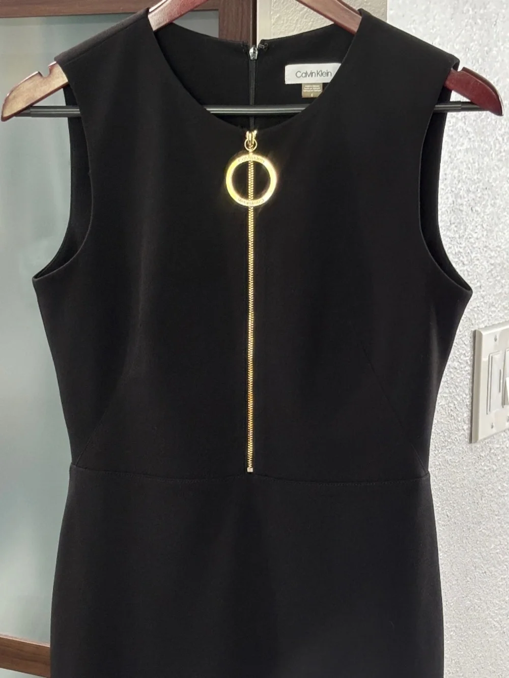 Calvin Klein Zip Front Sleeveless Sheath Dress - Black Size 6 - Picture 6 of 11